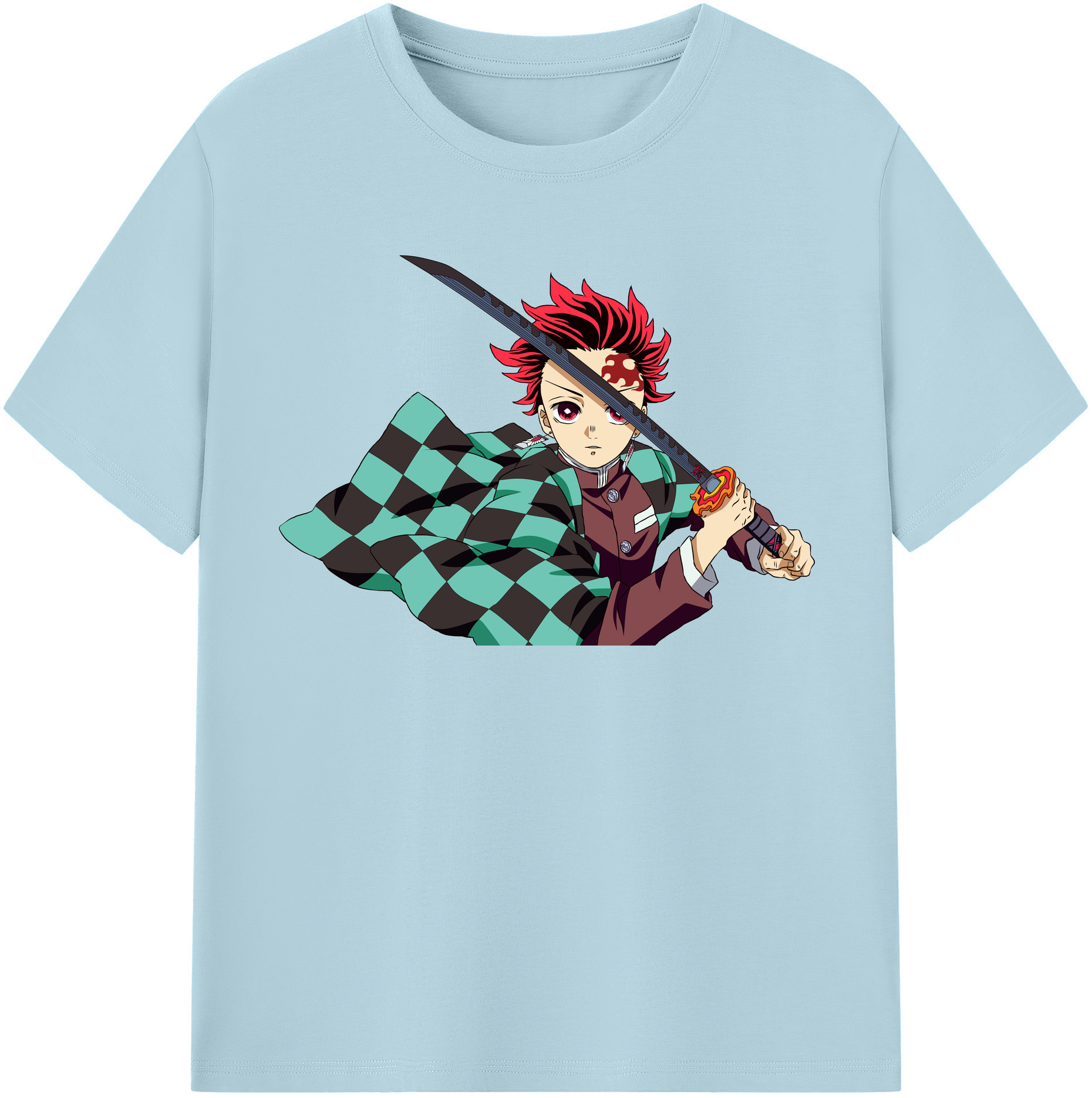（画像用） 鬼滅の刃 竈門 炭治郎／かまど たんじろう Kamado Tanjirou 綿100％半袖Tシャツ（フロントプリント）